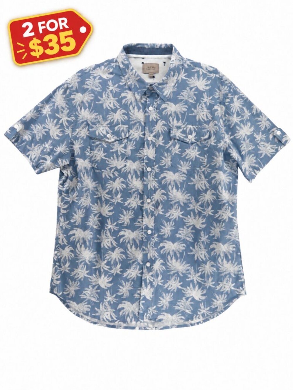 Jachs New York, Button Down Shirt, Hawaiian Floral, Tiki Resort, Men's Large